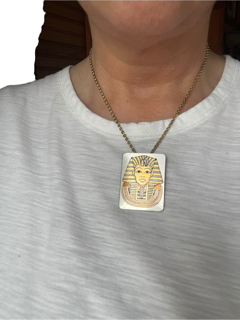 Reed & Barton Damascene Pharaoh Pendant Brooch Necklace